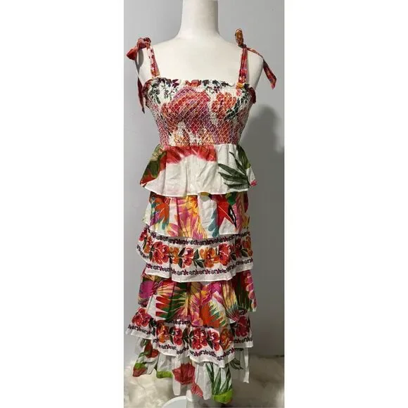 farm rio ruched tie front dress Buy Farm Rio Tie-front Scalloped Appliqud Maxi Dress - Blue At 20% Off